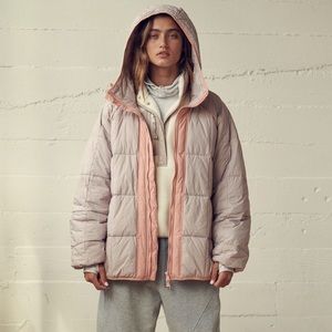 Free People fp Movement Packable Winter Puffer Jacket Coat Purple Lavender Large